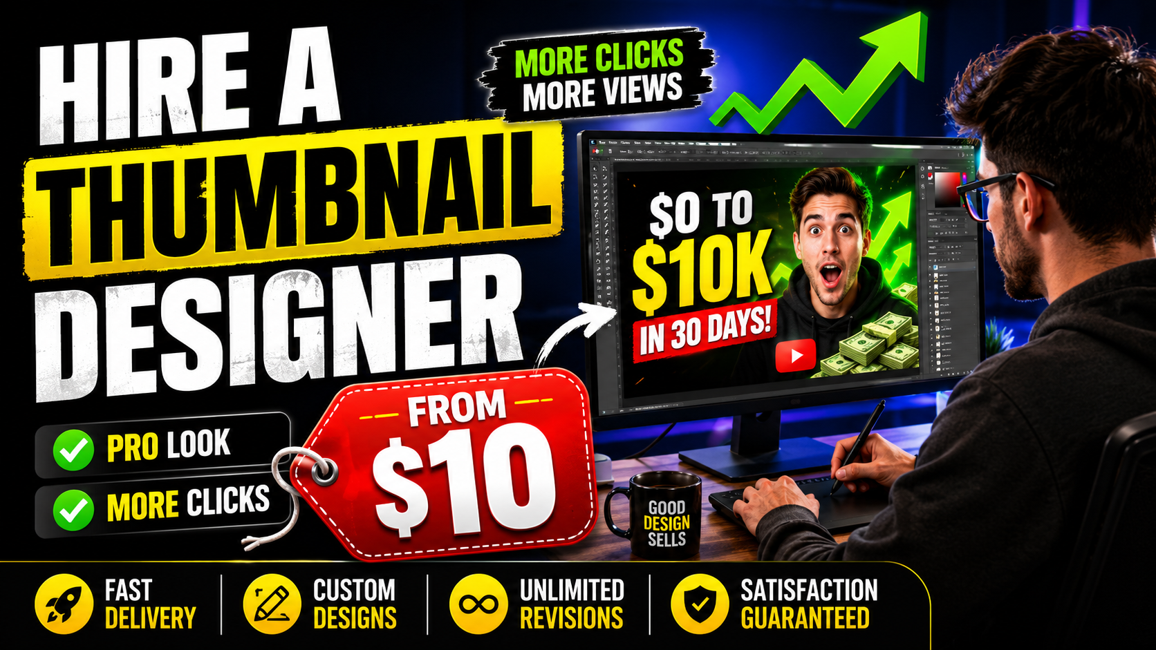 Hire a YouTube thumbnail designer from $10 guide preview